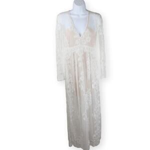 Altar'd State Arula White Lace Sheer Maxi Dress S